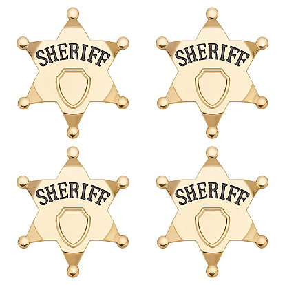 4 шт. брошь-булавка в виде звезды из сплава со словом «шериф» для аксессуаров к костюму