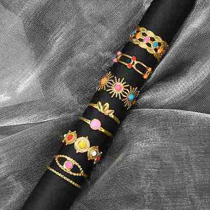 304 открытые манжетные кольца из нержавеющей стали с эмалью, реальный 18 k позолоченный