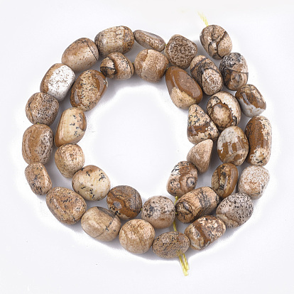 Natural Picture Jasper Beads Strands, Tumbled Stone, Nuggets