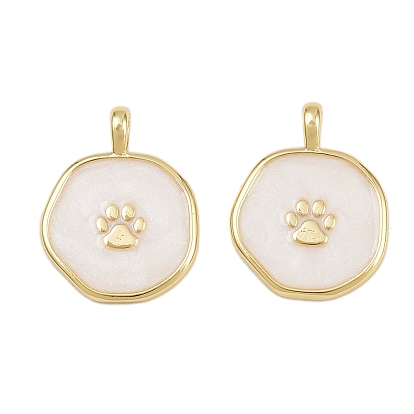 Латунные подвески, с эмалью, плоский круглый с лапой