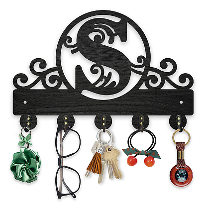 Настенные вешалки из дерева и железа, декоративная стойка-органайзер, с винтами 2 шт., 5 крючки для сумки, держателя для ключей, шарфа, подвески