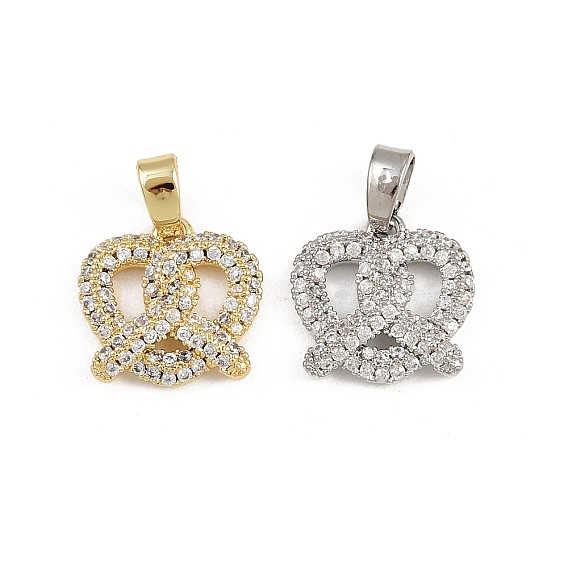 Латунные микро проложить кубического циркония подвески, крендельки-очарования, стойки покрытие, долговечный, без свинца и без кадмия