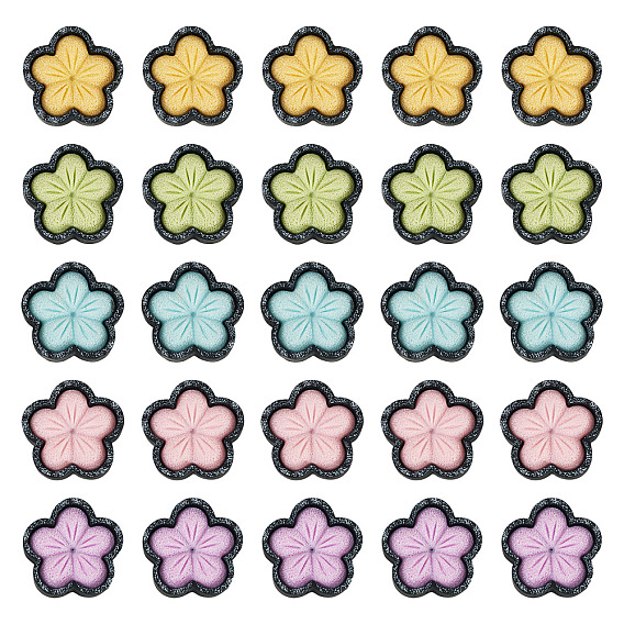 50шт. 5 цвета сакура непрозрачные смоляные кабошоны