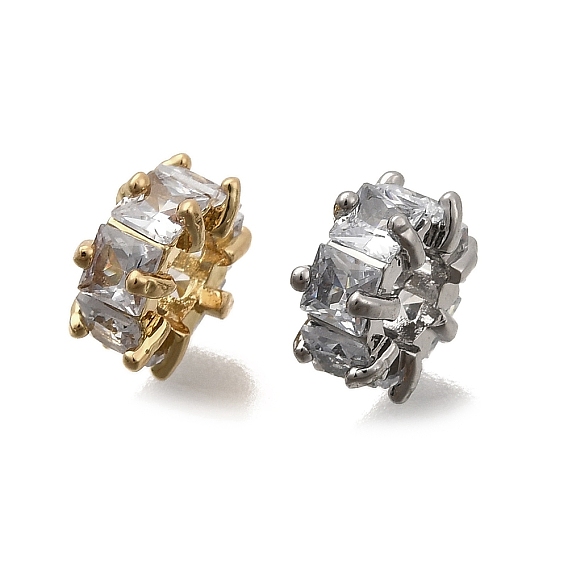 Латунь микропаве прозрачный кубический цирконий европейский бисер, бусины с большим отверстием, плоско-круглые