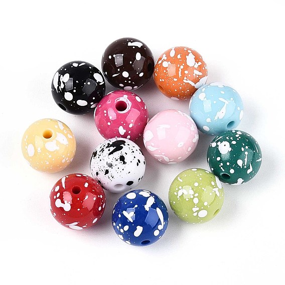 Непрозрачные и окрашенные распылением акриловые бусины, круглый с места