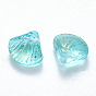 Transparent Spray Painted Glass Beads, Top Drilled Beads, with Glitter Powder, Scallop Shape