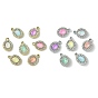 UV Plating Alloy with Mixed Color Glass Rhinestone Pendants, Oval