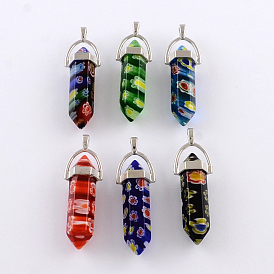 Millefiori Glass Pendants with Alloy Findings
