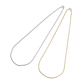 Brass Box Chain Necklaces, with Lobster Claw Clasps, Long-Lasting Plated