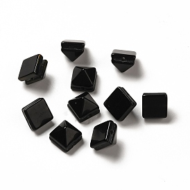 Des billes d'obsidienne naturelles, perle pyramidale à facettes