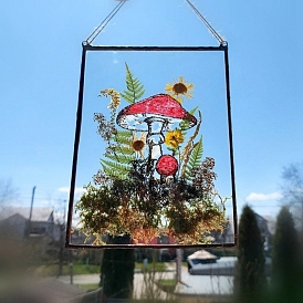 Stained Acrylic Mushroom Framed Art Window Planel, for Suncatchers Window Home Hanging Ornaments