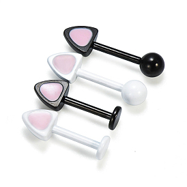 316l женские серьги-хрящи в форме кошачьих ушей из хирургической нержавеющей стали с розовой эмалью