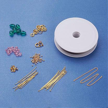 DIY Necklace Kits, Simple Glass Bead and Chain Collar Necklace