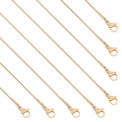 8 шт. 0.9 мм 304 ожерелья из нержавеющей стали в виде змеи, с карабин-лобстерами , ионное покрытие (ip)