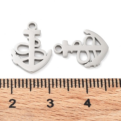 316 Surgical Stainless Steel Charms, Laser Cut, Manual Polishing, Anchor Charms