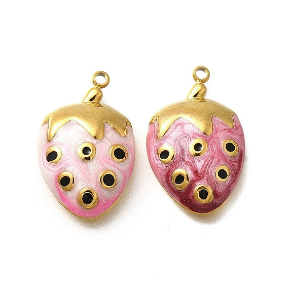 304 нержавеющей стальной эмали подвески, клубничное очарование, реальный 18 k позолоченный