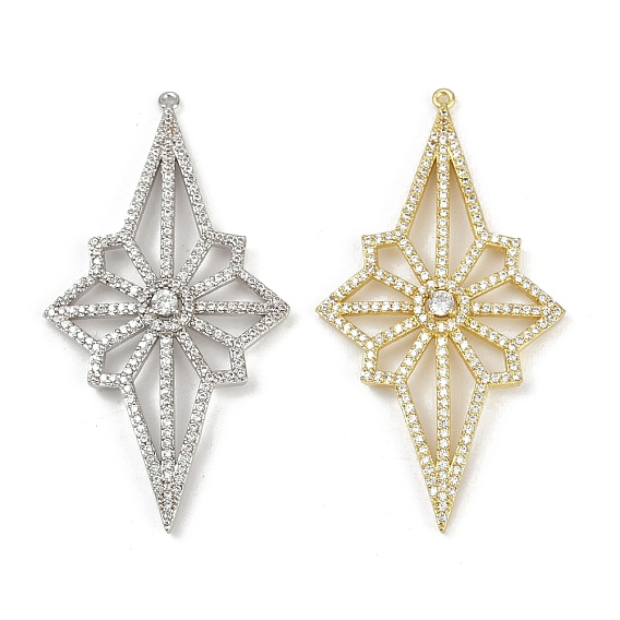 Латунные микро проложить кубического циркония подвески, Полярная звезда, долговечный, без кадмия и без свинца, стойки покрытие