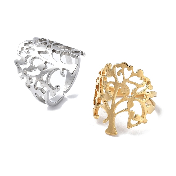 201 открытые манжеты из нержавеющей стали для женщин, древо жизни