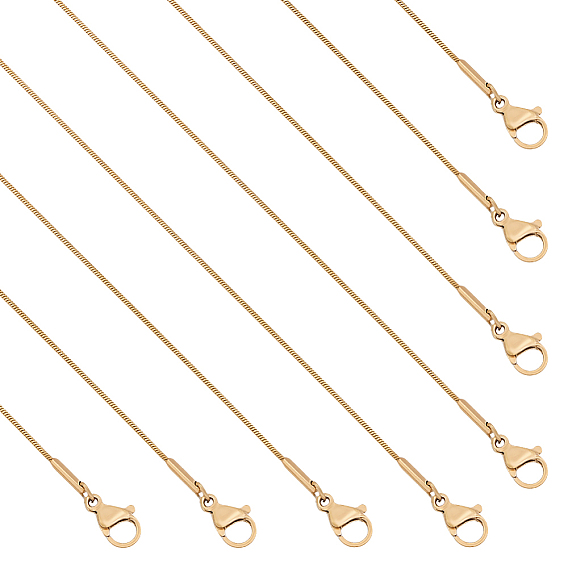 8 шт. 0.9 мм 304 ожерелья из нержавеющей стали в виде змеи, с карабин-лобстерами , ионное покрытие (ip)