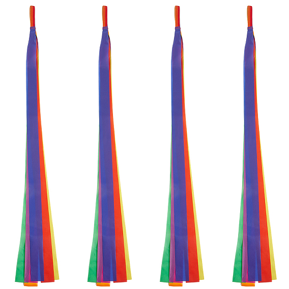 4 шт. полиэстеровые танцевальные ленты, Радужная лента для художественной гимнастики для детей