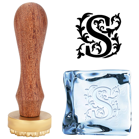 1головка штампа из латуни золотистого тона, с прямоугольными бархатными мешочками 1pc и ручкой из грушевого дерева 1pc, для сургучной печати