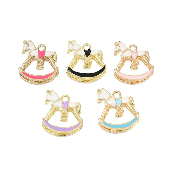 Подвески из эмали и сплава, золотые, лошадь очарование