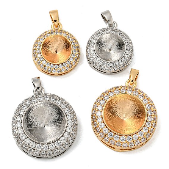Латунные микропаве прозрачные подвески с фианитом, без кадмия, без никеля и без свинца, круглые