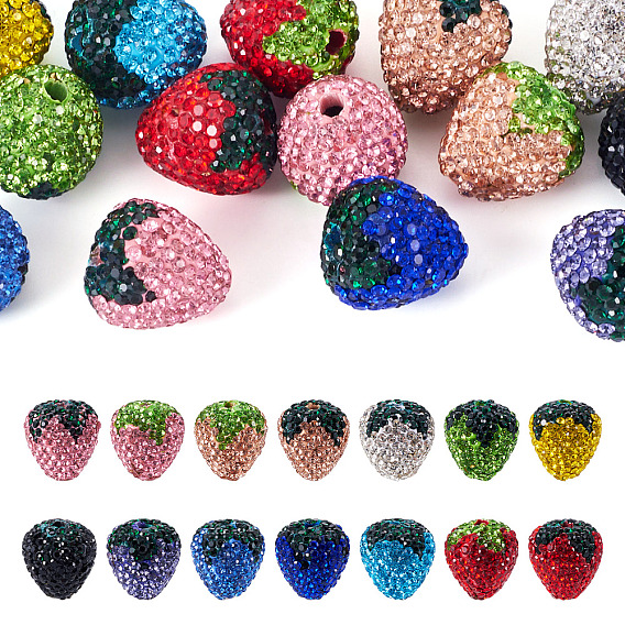 14 шт. 14 цвета полимерная ручная работа со стразами глиняные бусины, клубника