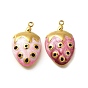 304 нержавеющей стальной эмали подвески, клубничное очарование, реальный 18 k позолоченный