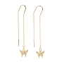 Brass Micro Pave Clear Cubic Zirconia Ear Threads, Stud Earrings, Butterfly