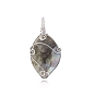 Natural Labradorite Pendants, Stainless Steel Wire Wrapped Nuggets Charms, Stainless Steel Color