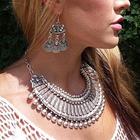 Женские массивные ожерелья-нагрудники из сплава турецкой монеты в тибетском стиле