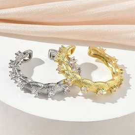Открытые кольца манжеты из латуни с микропаве и кубическим цирконием, без кадмия и без свинца, стойки покрытие, долговечный