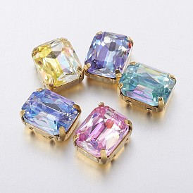 Шить на горный хрусталь, многожильных ссылки, имитация австрийский хрусталь, k 9 стеклянный страз, с настройками латуни, аксессуары для одежды, граненые, прямоугольные, золотые