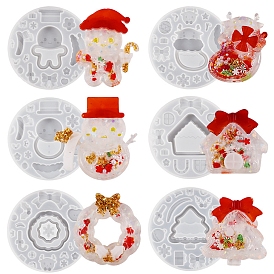 Christmas Theme DIY Silicone Quicksand Molds, Shaker Molds, Resin Casting Molds, for UV Resin, Epoxy Resin Craft Making