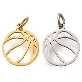 304 прелести нержавеющей стали, с целью перехода в кольце, баскетбольный шарм, лазерная резка, ионное покрытие (ip)