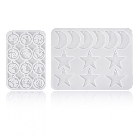 2Pcs 2 Styles DIY Pendant Silicone Molds, for Earring, Necklace Making, Resin Casting Molds, For UV Resin, Epoxy Resin Jewelry Making, Mixed Shapes
