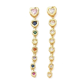 Brass Micro Pave Cubic Zirconia Big Pendants, Heart Charms, Cadmium Free & Lead Free, Golden
