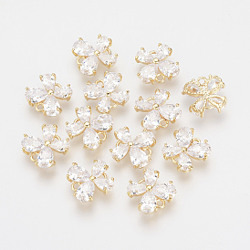 Коннекторы, латунь, кубический цирконий, бабочка, без никеля 