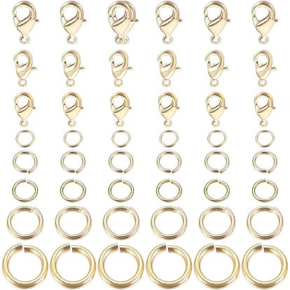 Brass Lobster Claw Clasps, with Brass Jump Rings
