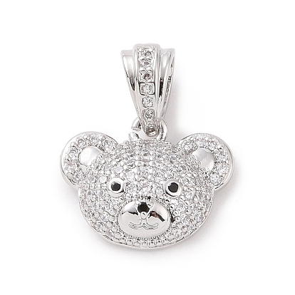 Латунные микро проложить кубического циркония подвески, без кадмия и без свинца, подвески на голову медведя, золотые / платиновые