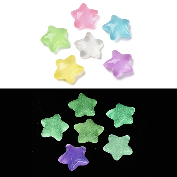 Светящиеся звезды, декодированные кабошоны из смолы, светится в темноте