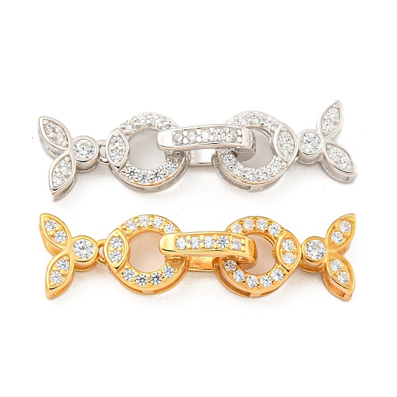 925 Складчатые застежки из стерлингового серебра с микропаве из прозрачного кубического циркония, рыбий хвост