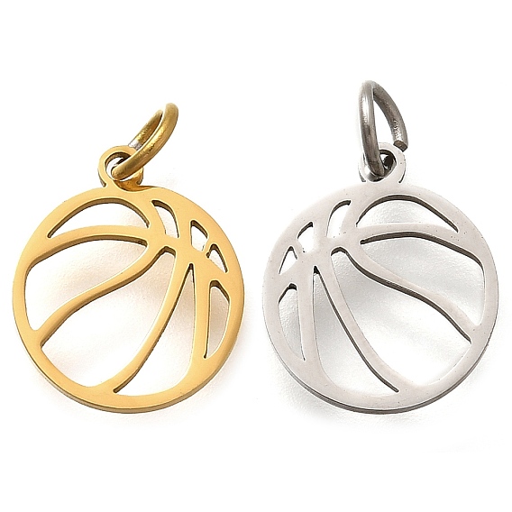 304 прелести нержавеющей стали, с целью перехода в кольце, баскетбольный шарм, лазерная резка, ионное покрытие (ip)