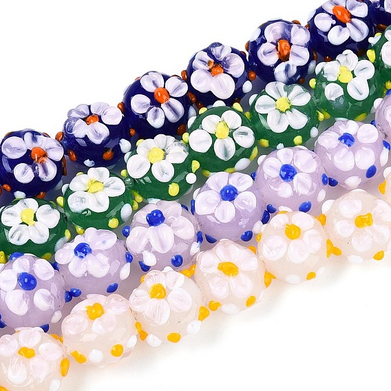 Бусины лэмпворк , неровный плоский круглый и цветочный