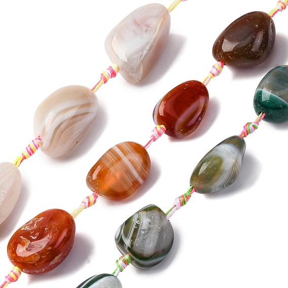 Натуральные полосатые агатовые / полосатые агатовые бусинки, окрашенная и подогревом, случайная форма