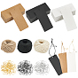 180шт 3 цвета прямоугольник бумага пустые ценники, с фурнитурой для броши из железа 3 цветов и джутовым шнуром 3 цветов