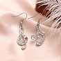 Alloy with Glass Dangle Earrings, Musical Note Asymmetrical Earrings