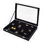 Rectangle Imitation Leather Earring Presentation Box, Glass Clear Window Earring Organizer Case with Velvet Inside