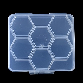 Transparent Plastic Bead Containers, Honeycomb Bead Case with 6 Compartments, for DIY Art Craft, Nail Diamonds, Bead Storage